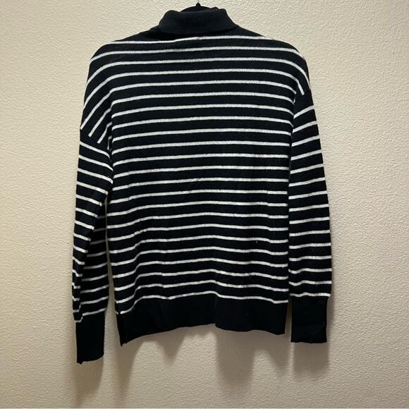 Halogen Black White Striped Turtleneck 100% Cashmere Sweater Size XS - Picture 9 of 9
